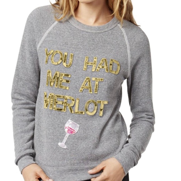 Bow & Drape You Had Me At Merlot Sweatshirt - Picture 2 of 5